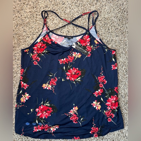 Papermoon Floral Navy Camisole Top, size 2X - Picture 2 of 3